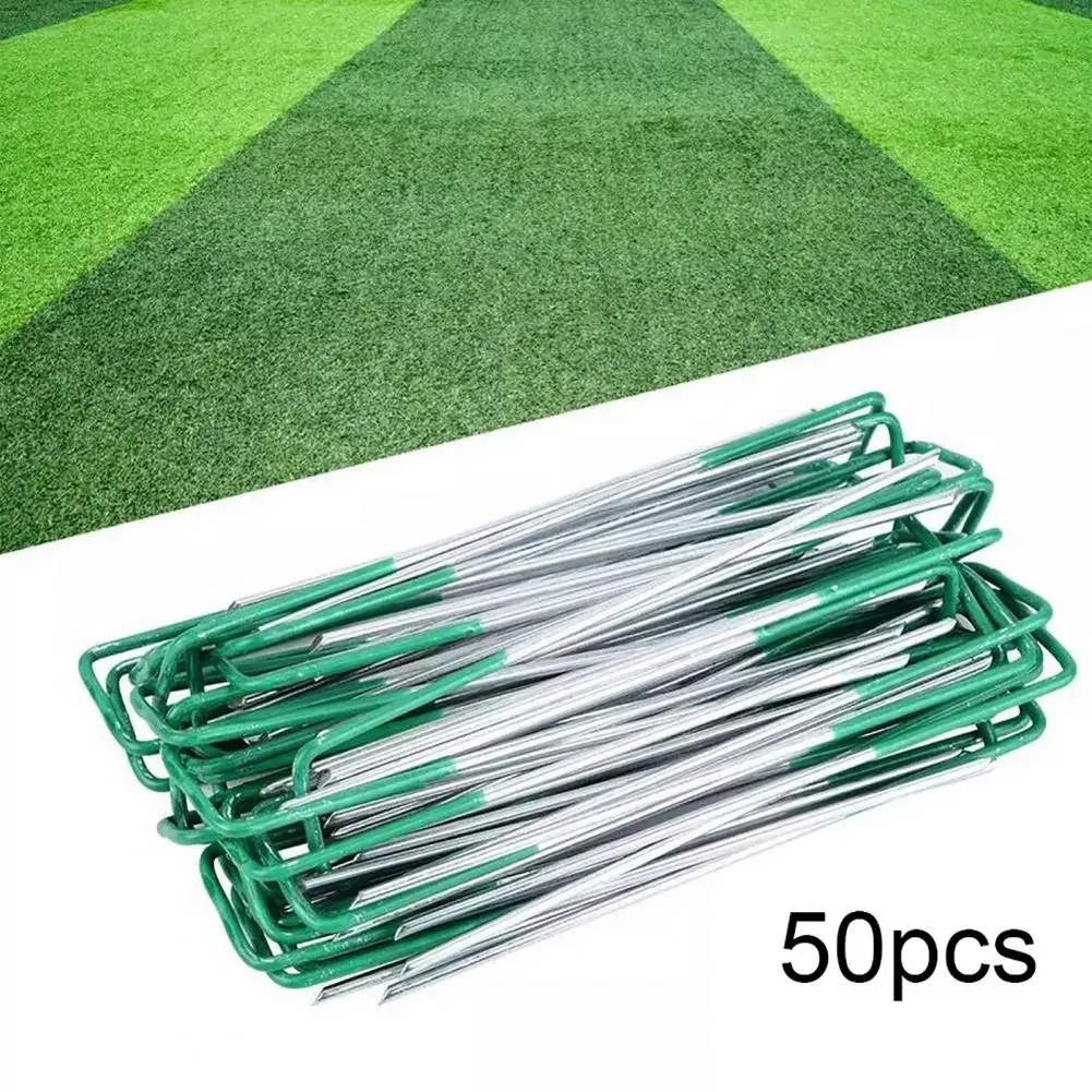 50Pcs-Set-Artificial-Grass-Turf-U-Pins-Metal-Galvanised-Lawn-Tent-Pegs-Staple-Garden-Hot-Dip.jpg 50Db/Set Mesterséges Fű Gyep U Csapok Fém Horganyzott Sátor Kapcs Kerti Meleg-Dip Horganyzó Kertészeti Kiegészítők - Image 2