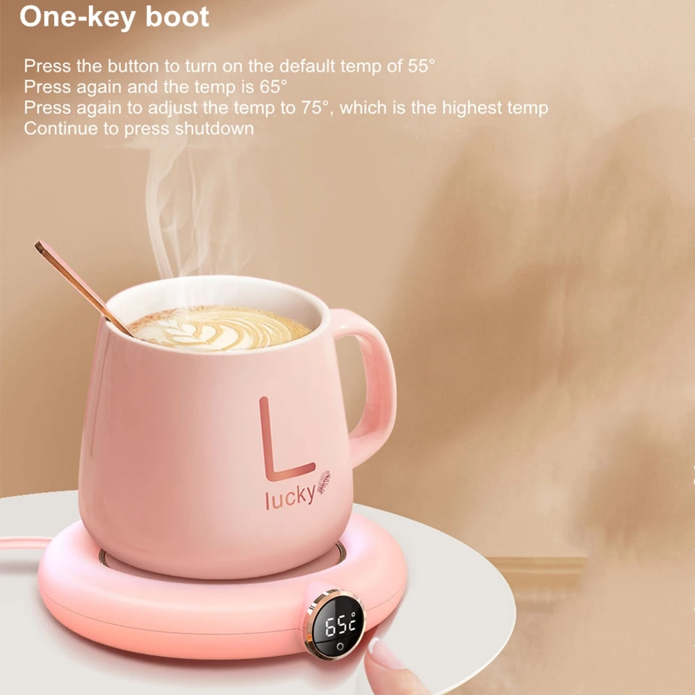 Cup Warmer Heating Pad USB DC5V Constant Temperature Coaster 3 Gear Digital Display Adjustment Timing Heater for Coffee Milk Tea 5