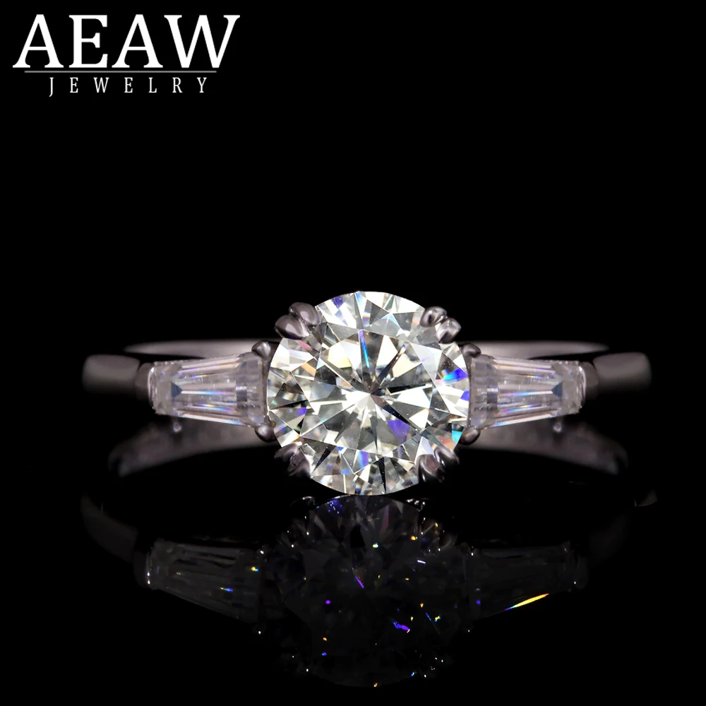 AEAW Винтаж Стиль Ювелирные изделия четыре двойной коготь Ring1.0ct F цвет Муассанит 14 к белое золото для женщин обручальные кольца