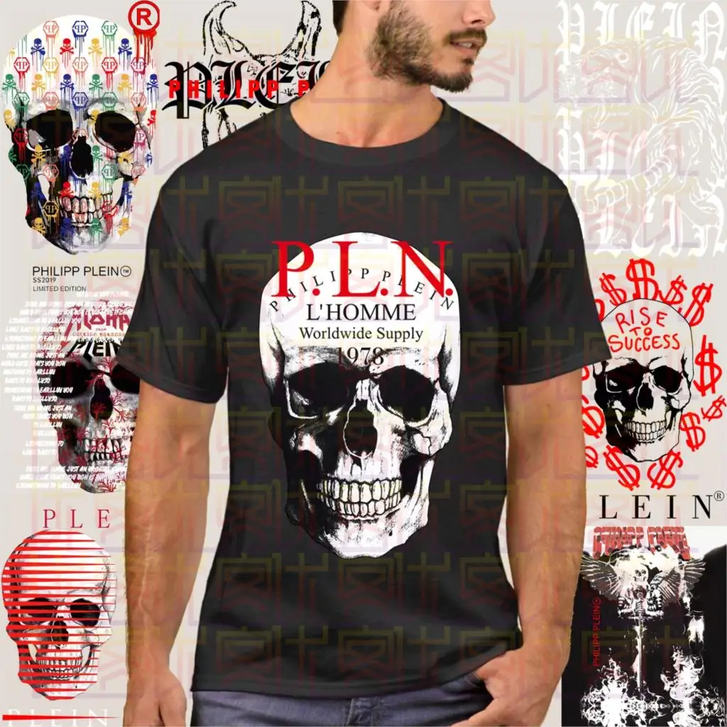

Retro Phillip T-shirt Plein Fashion Men Free Shipping Men's T-shirt Simple Short Sleeve Street Black New Casual Tees Amazing