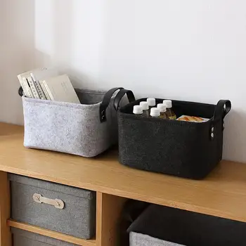 

Storage Basket High Quality Felt Toy Book Desktop Storage Basket Sundries Storage Box With Handle Desk Makeup Organizer Gadgets