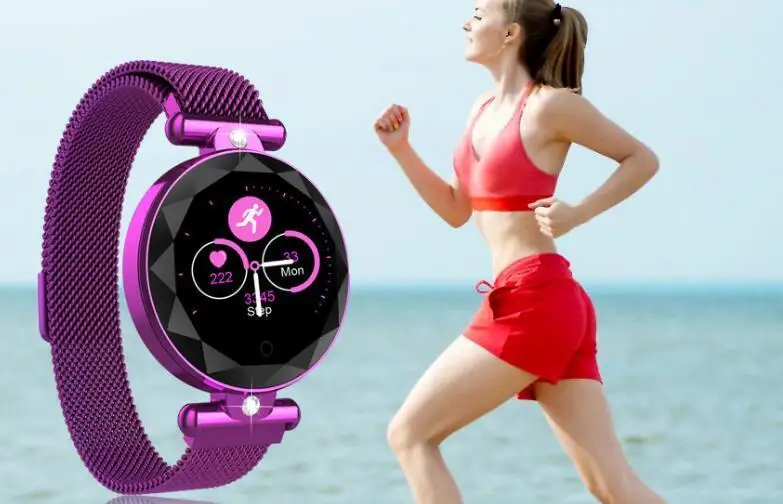 Comprar Reloj inteligente S886 a la moda para mujer, reloj con ritmo cardíaco, rastreador de Fitness, pulsera inteligente Bluetooth impermeable para mujer.