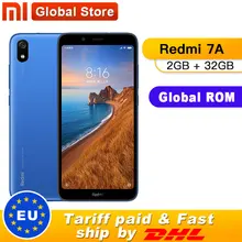 Xiaomi Redmi 7A с глобальной ПЗУ, 2 Гб, 32 ГБ, Восьмиядерный мобильный телефон Snapdargon 439, 5,45 дюйма, камера 13 МП, смартфон, 4000 мАч