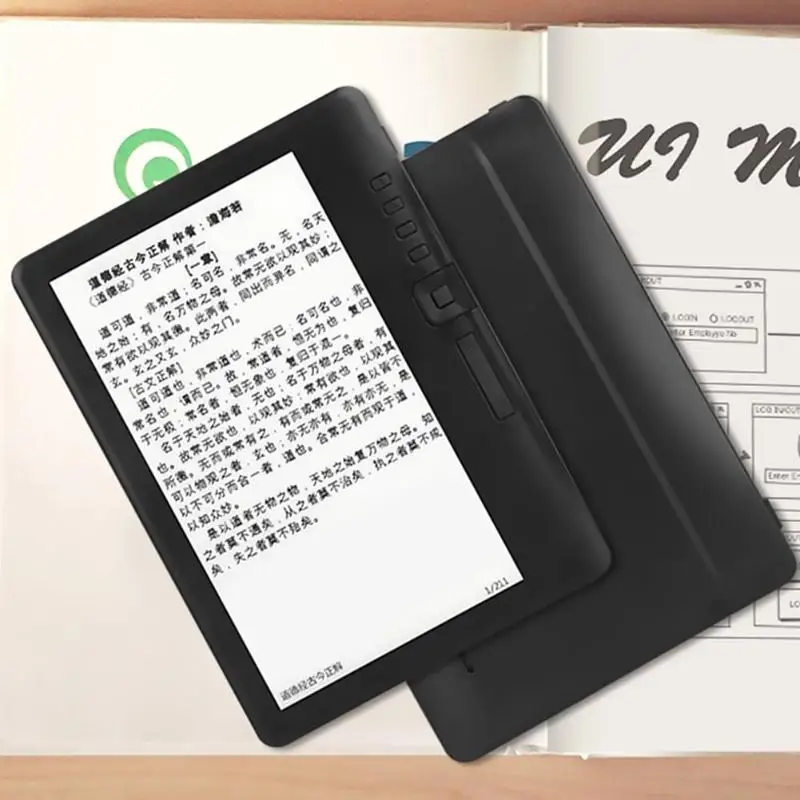 Чтения электронных книг черного цвета 7 дюймов E-Ink Дисплей чтения электронных книг 800x480 электронные Бумага книга 8 ГБ с передним светильник чехол-кошелек из искусственной e-ink Carta Экран