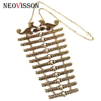 

NEOVISSON Vintage Gold Color Caucasian Breastplate Set For Women Caftan Dress Custom Colors
