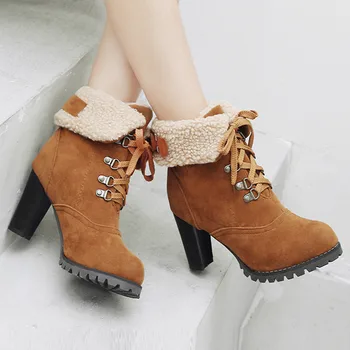 

2019 Women Boots Winter Shoes Plus Size Hot Platform Female Warm Botas Mujer 2019 Booties Ankle For Women Snow Boots Black#3