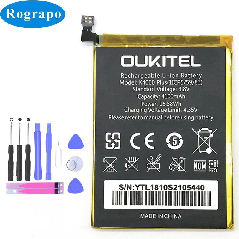 Оригинальный Новый Сменный аккумулятор 4100 мАч для Oukitel K4000 Plus (1ICP5/59/83) мобильный