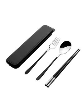 

Nordic Chopsticks Spoon Tableware Set Stainless Steel Creative Cutlery Cubiertos Portatil Pink Colorful Black Cutlery Box EE6DC