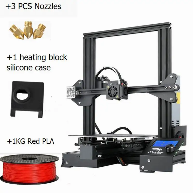 3d принтер Creality Ender3Pro с 3 насадками/2PLA/SC DIY наборы в сборе v-слот большой размер MK-10 патент мягкая магнитная наклейка - Цвет: END3Pro 3NOS SC PLA