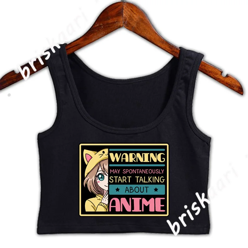 Spontaneously Start Talking About Anime Crop Top Women Summer Sexy