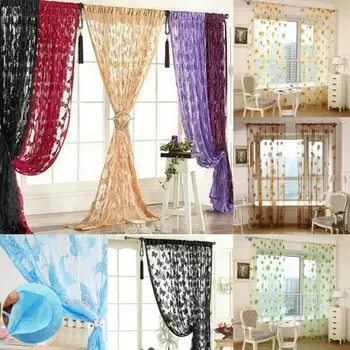 

Butterfly design home decoration modern curtain tulle fabrics organza sheer panel window treatment Chiffon Divider curtains