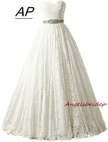 

ANGELSBRIDEP Sash Прошитые С Бисером Милые Свадебные платья 2021 очаровательное кружевное платье Свадебные платья для торжественных случаев