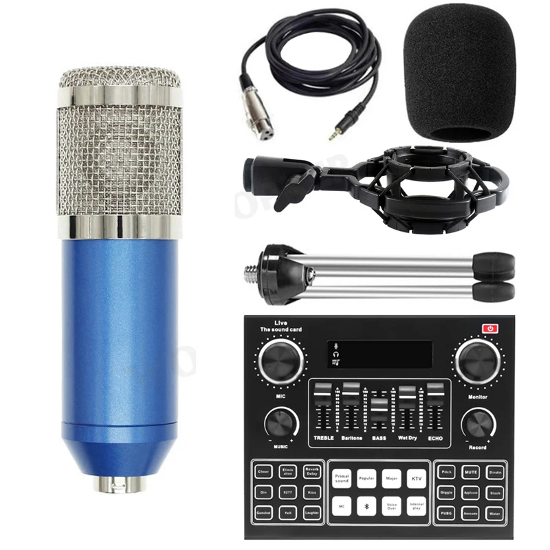 Condenser Microphone BM800 Mixer Kit with V9 Sound Card Audio Podcaster External Streamer Live Broadcast for PC Phone Computer 