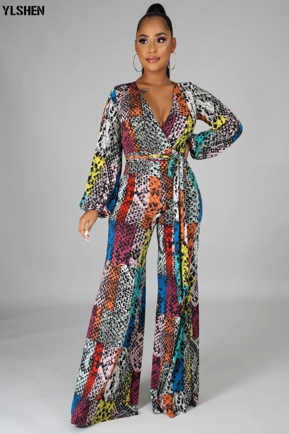 African Print Dresses For Women Sexy V-neck Jumpsuit African Clothes Africa Dress Dashiki Ankara Style Plus Size Africa Clothing 03