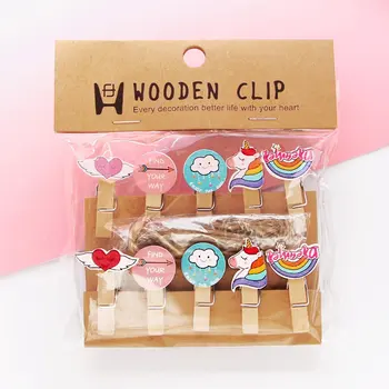 

10Pcs 35X7Mm Rainbow Cloud Beautiful Diy Wood Clothespins Clothes Peg Clips Office Party Decoration Accessories