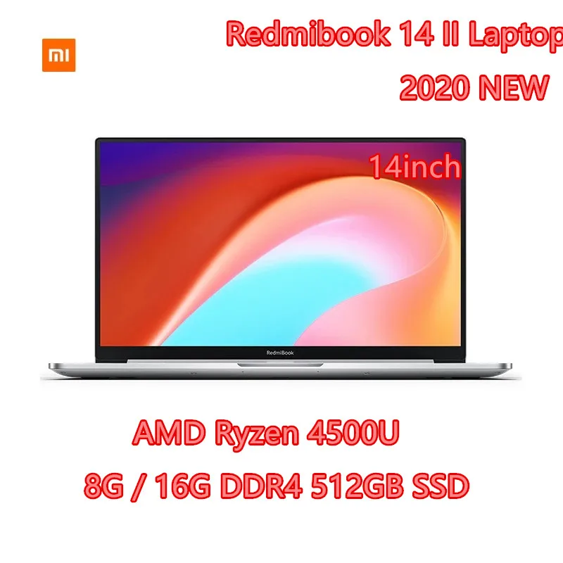 Xiaomi RedmiBook 14-дюймовый ноутбук 2nd AMD Ryzen 4500U 8G / 16G DDR4 512 ГБ SSD 1920*1080 Full HD ультра-тонкий с