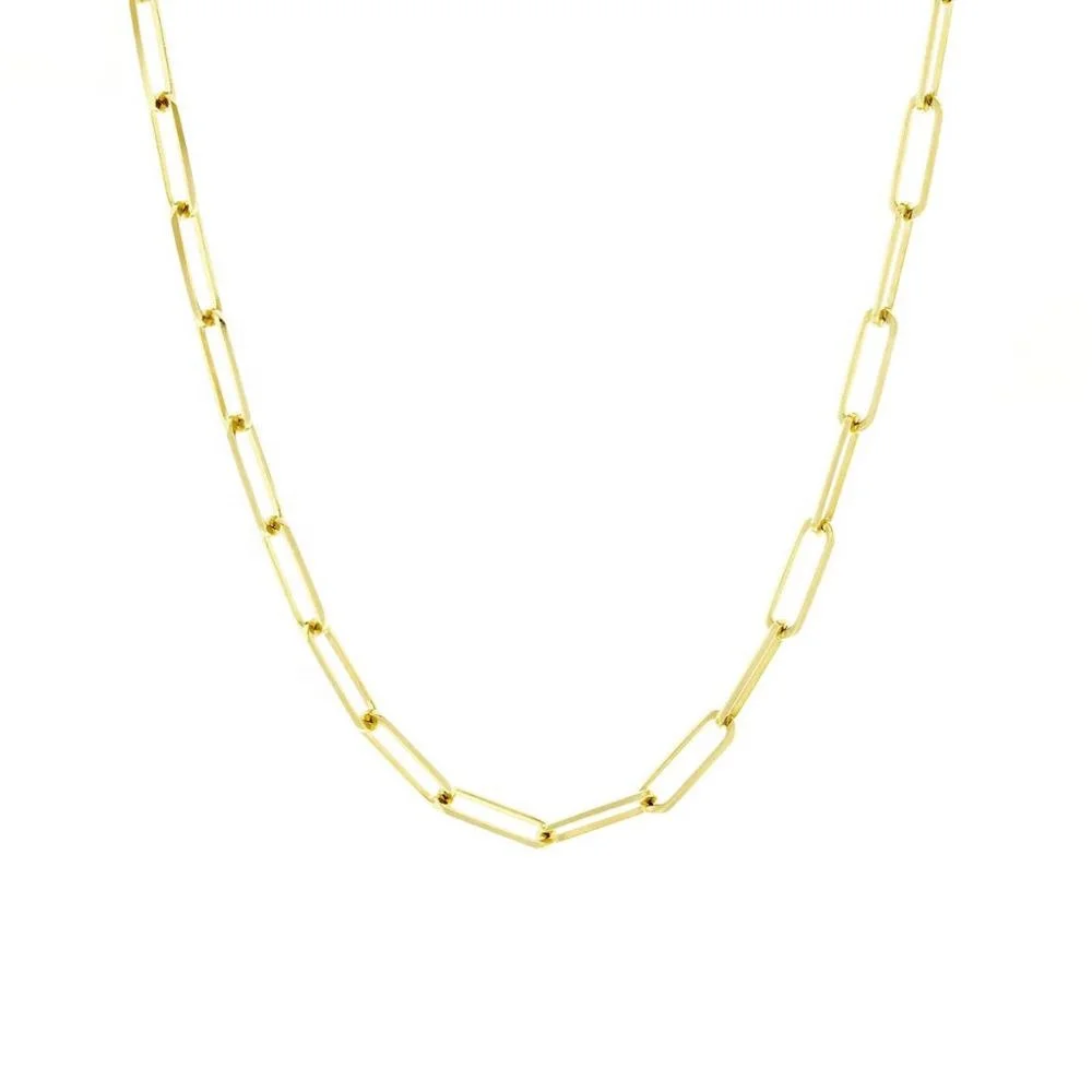 

LOZRUNVE Fashion 925 Sterling Silver Plain Large Paper Clip Paperclip Chain Necklace Custom