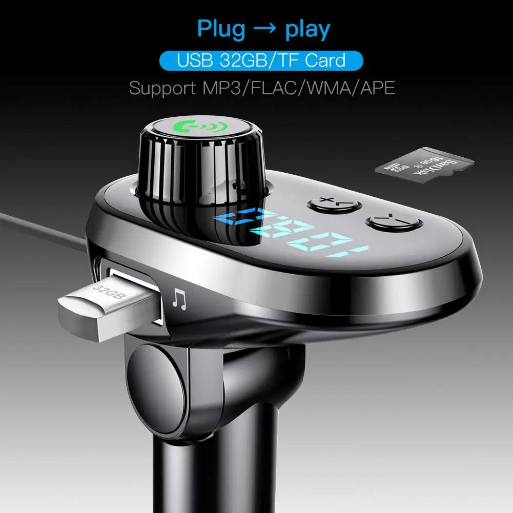 Автомобильное зарядное устройство с тип-c iphone/Android для телефона Bluetooth fm-передатчик автомобильный комплект Handsfree Phone 3 USB быстрая зарядка для автомобильного телефона