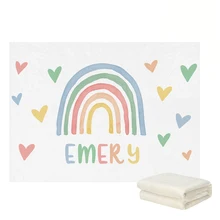 

LVYZIHO Watercolor Rainbow Personalized Name Baby Boy / Girl Blanket - 30x40 / 48x60 / 60x80 Inches Blanket