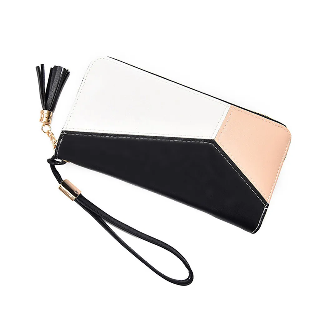 Fashion Wallet Women Tassel Heart Simple Zipper Purses Long Purse Section Clutch Wallet Soft PU Leather Money Bag Dropship