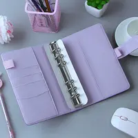 A6 PU Leather Notebook Refillable 6 Ring Binder Cover ,Rainbow Binder Budget Planner Cash Envelopes,with Magnetic Buckle Closure 4