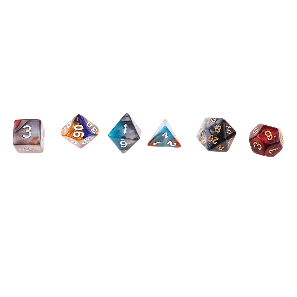 42 шт многогранные кости двухцветные D20 D12 D10 D8 D6 D4 настольные игры игрушки