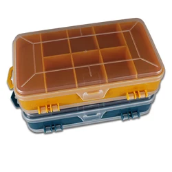 Boîte à outils Portable transparente 13 grilles, boîte à outils Portable, boîte de rangement de vis, conteneur en plastique multifonctionnel Double face 