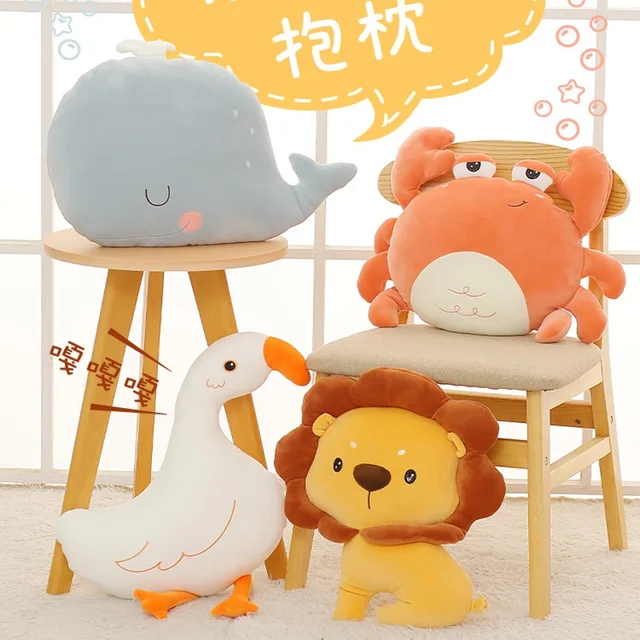 Kawaii Crab Lion Whale Goose Plush Toys Animals Doll Pillow Cushion Baby Kids Room Decoration Children Girls Birthday Gifts 4