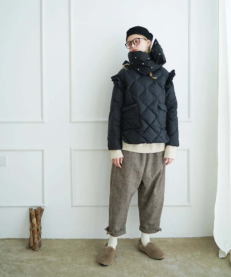 imakokoni black short pullover kawaii down jacket original design female winter 90 white duck down 182516
