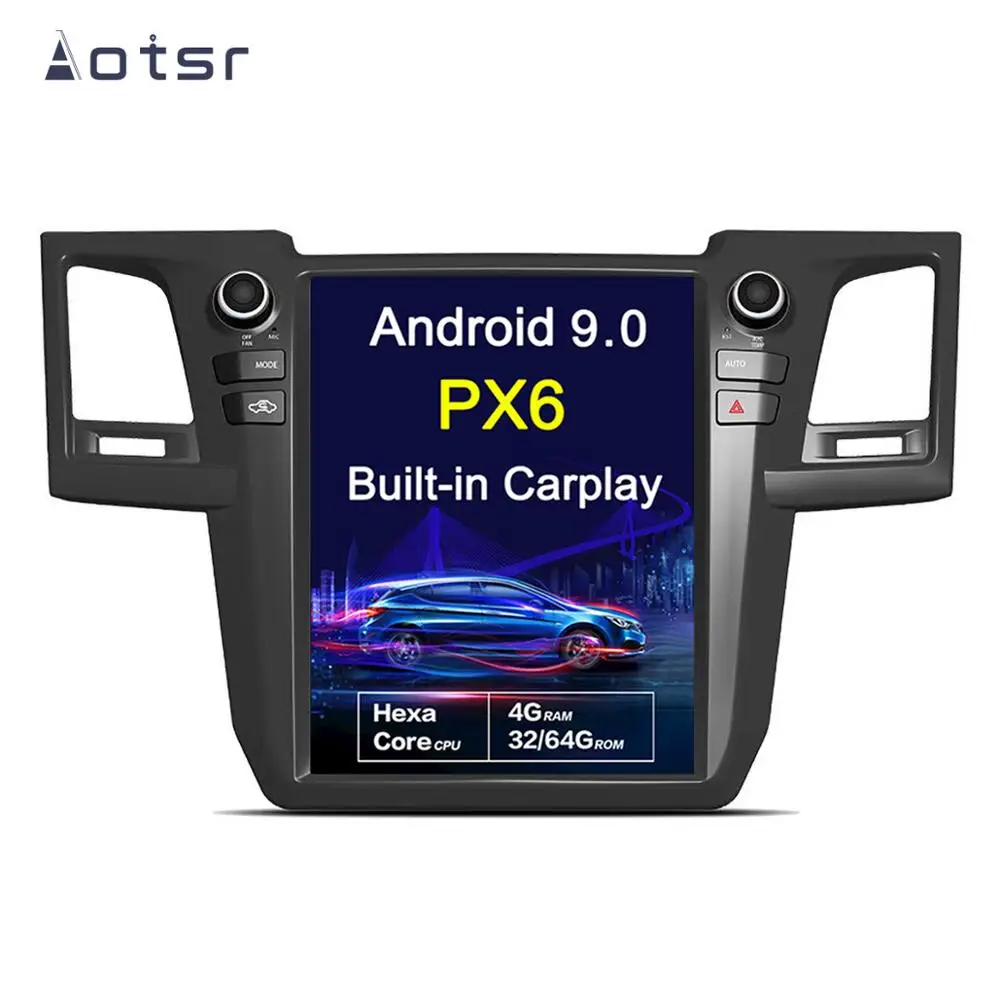 Android 9,0 Tesla Стиль 12 ''вертикальный экран Автомобильный gps навигатор для TOYOTA Fortuner 2007- головное устройство мультимедиа радио плеер