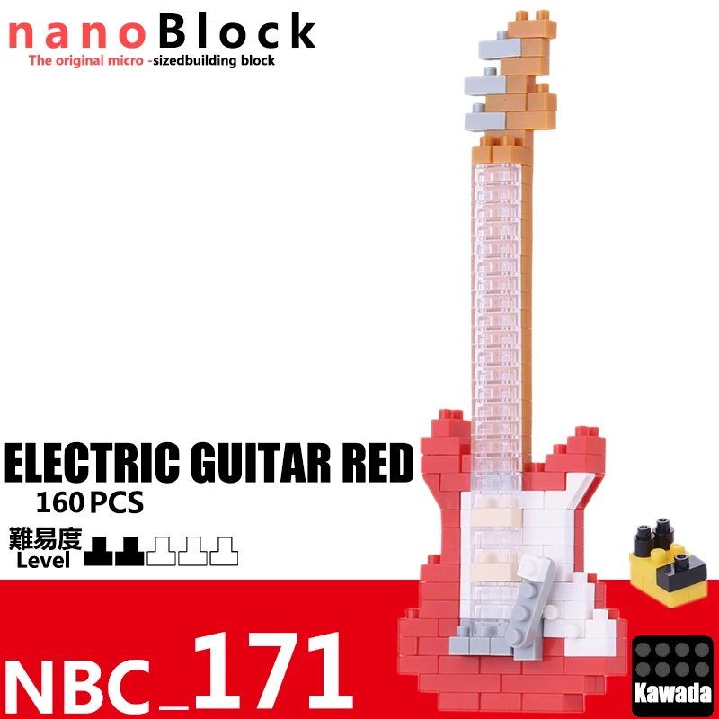 Новая электрическая гитара Nanoblock красная мини Коллекция серии NBC 171 160 штук