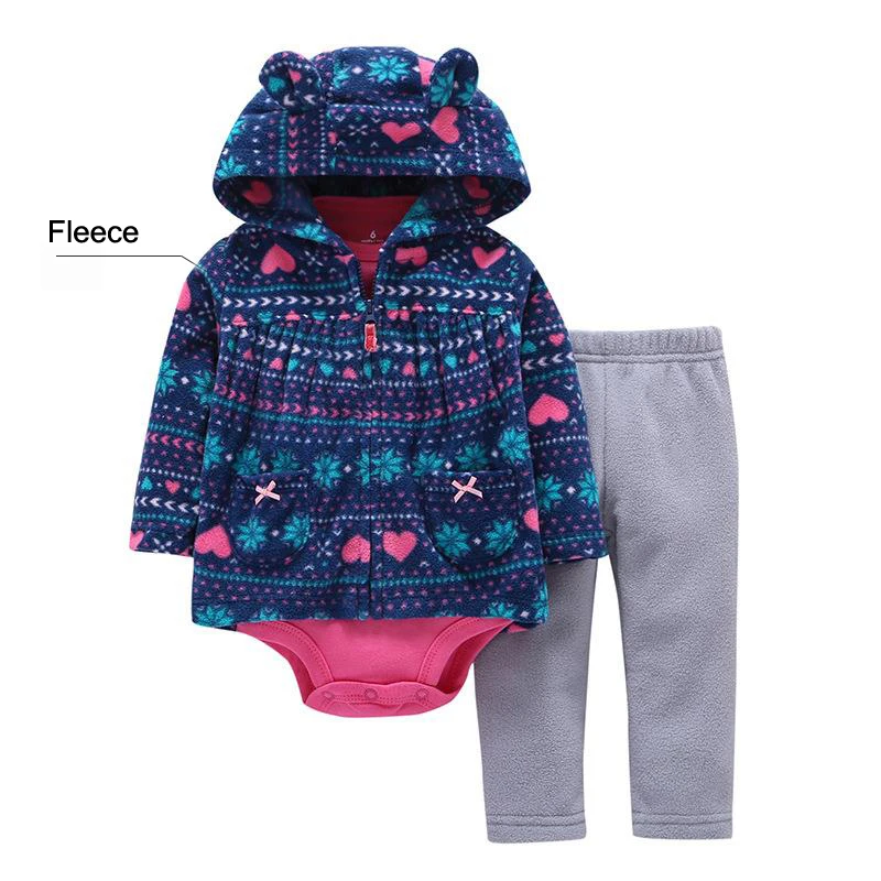 Комплекты одежды для новорожденных из 3 предметов г. Флисовые Теплые Топы для мальчиков и девочек, пальто комбинезон, штаны комбинезон, одежда для малыша - Цвет: 3