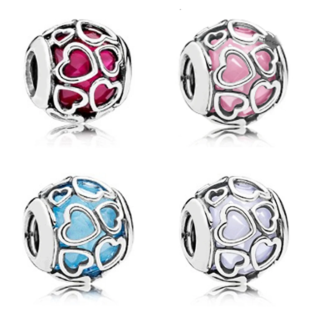 

NEW 2017 New Spring 925 Sterling Silver Love bead Multicolor Charm Bead Fit Bracelets DIY bracelet The factory wholesale