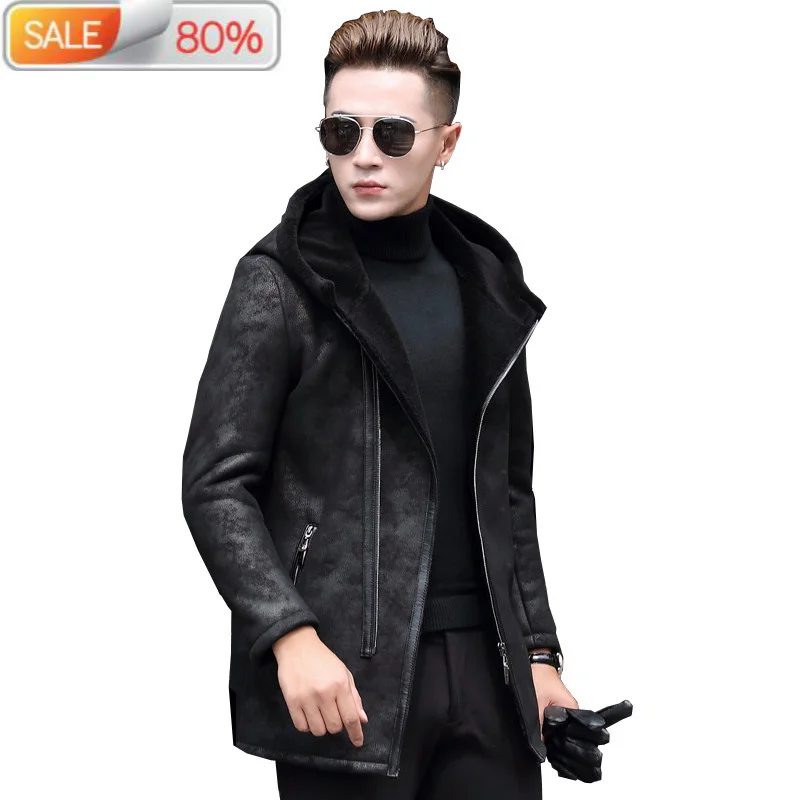 

Genuine Leather Jacket Men Winter Wool Coat 2020 Fashion Warm Coats Plus Size 4XL Overcoat Jaqueta De Couro A725 ZL377