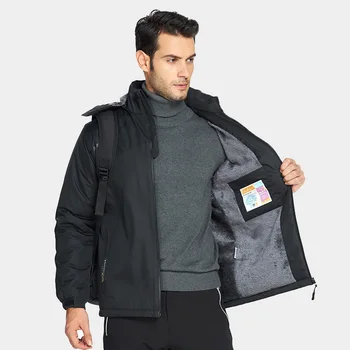 

Men's Winter Fleece Thermal Jackets Thicken Waterproof Outdoor Sports Windbreaker Hiking Trekking Camping Skiing Plus Size Coat