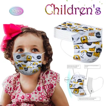 

30pcs Masks for Children Disposable Facemask 3ply Non-woven Face Mask Cute Easy Breathing Mouth Masks Ear Hook Mascarillas