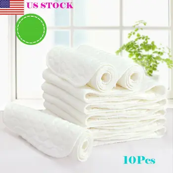 

10 pcs 3 Layers Microfiber Baby Nappies Reusable Baby Infant Newborn Cloth Diaper Nappy Liners Insert Fraldas