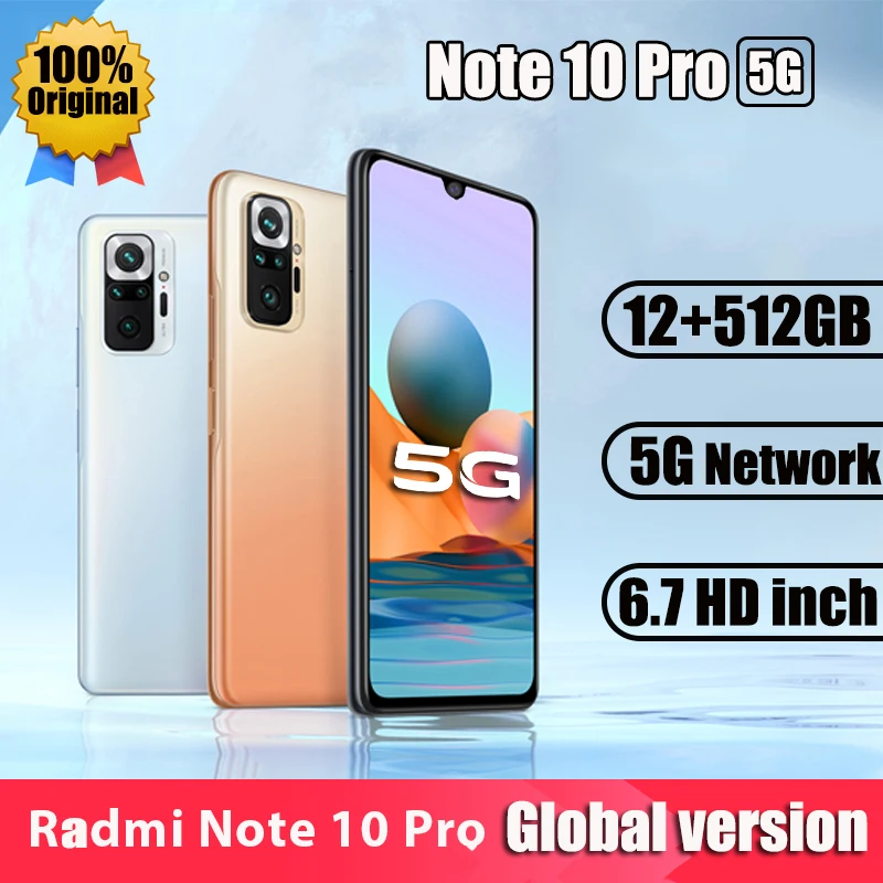 Оригинальный Radmi Примечание 10 Pro смартфонов 12 Гб + 512 ГБ android Мобильные телефоны 5G