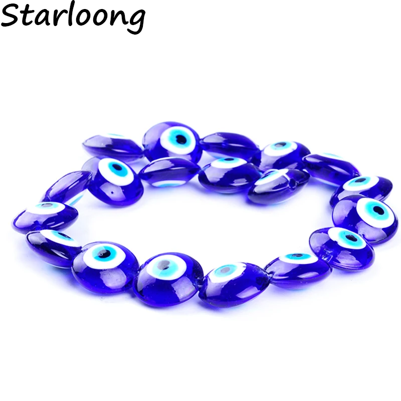 

18pcs/String 20mm Round Shape Blue Evil Eye Beads Glazed Glass Lampwork Beads For Bracelet Necklace DIY Jewelry Making