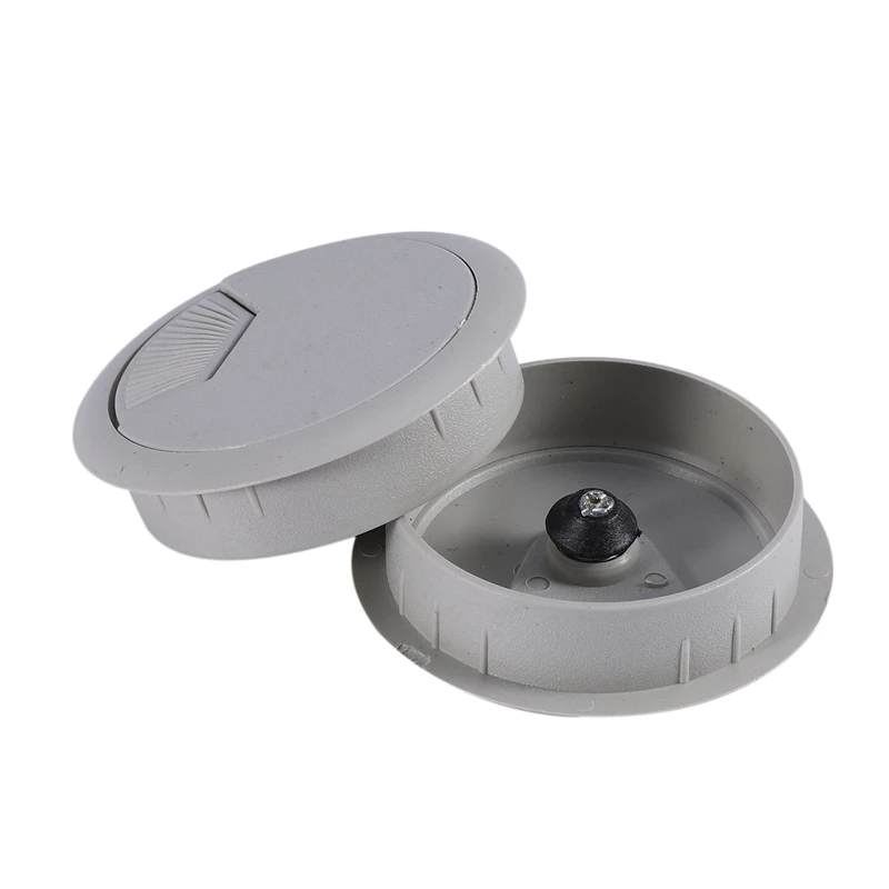 

2 pcs computer desk plastic grommet hole caps cable covers 53 mm gray