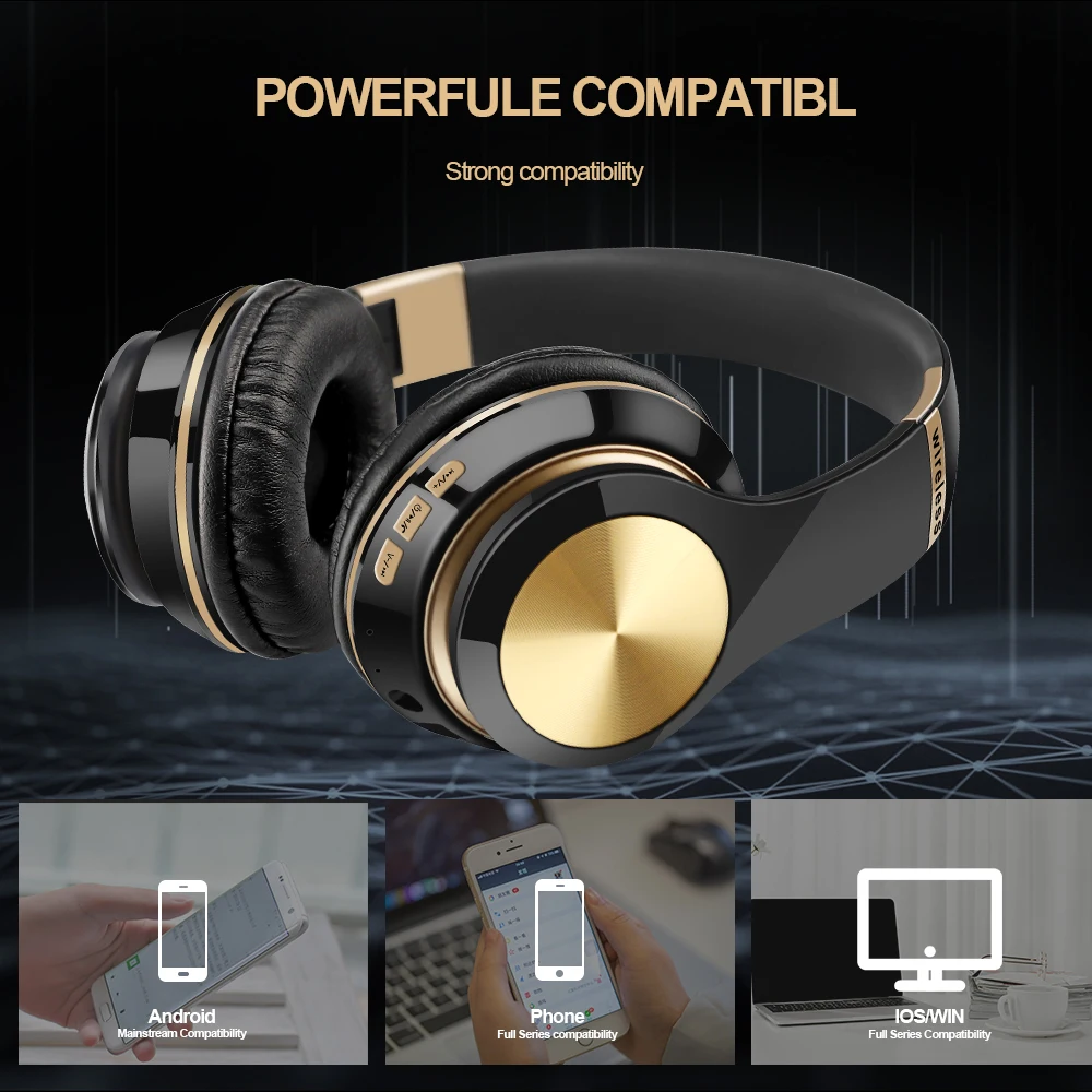 New Bluetooth headphones Enhanced version Support TF stereo bass for computer sport headset best headphone wireless with mic