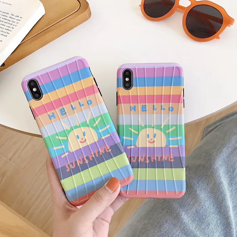

Rainbow Sunshine Pattern Soft TPU Case For iPhone 7 8 Plus Shockproof Case For iPhone X XS Max XR 6s 6 Plus Phone Cover Funda