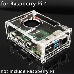 Акриловый чехол для Raspberry Pi 4 Модель B прозрачный чехол совместимый охлаждающий вентилятор и 3,5 дюймовый ЖК-дисплей для Raspberry Pi 4