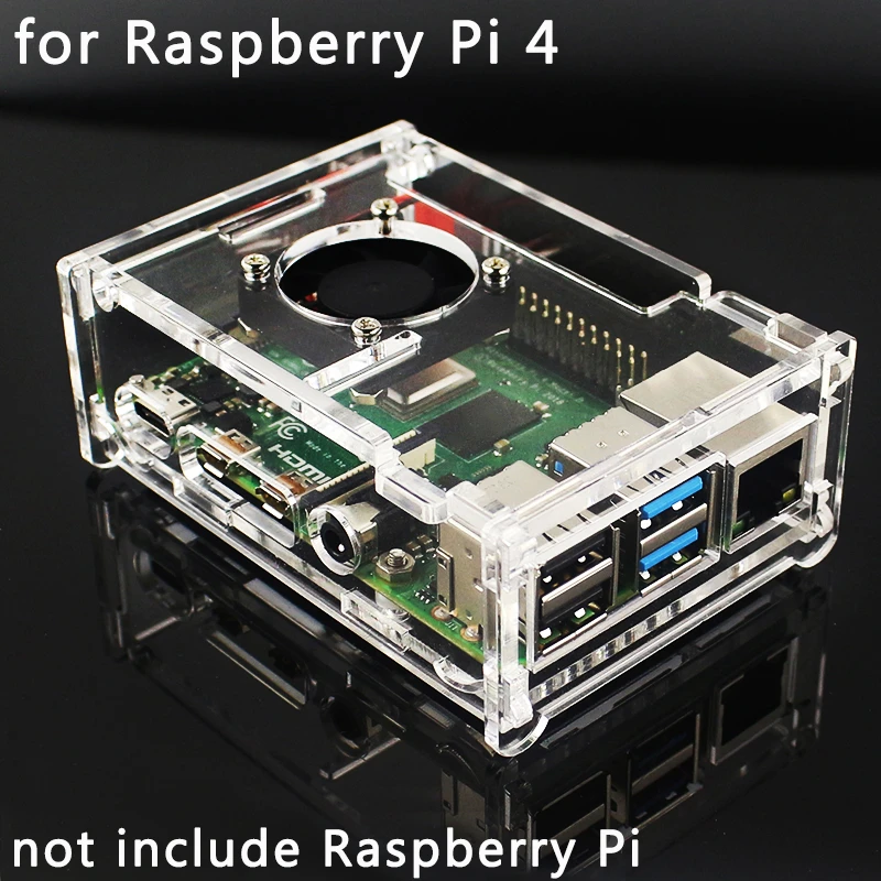 Pour Raspberry Pi 4B Protect Box Boîtier Acylique Avec Ventilateur Et Vis Pour Raspberry Pi 4B Protect Box Boîtier Acylique Avec Ventilateur Et Vis