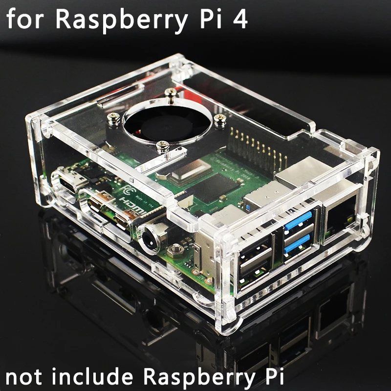 Акриловый чехол для Raspberry Pi 4 Model B прозрачный совместимый с вентилятором и 3 5