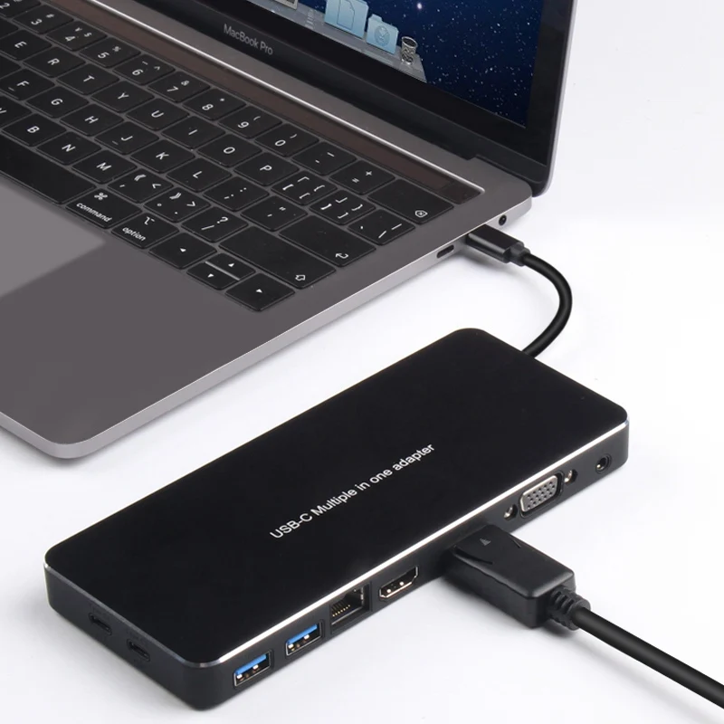 10 в 1 мульти USB C концентратор к USB 3,0 HDMI VGA RJ45 DP 3,5 мм разъем PD зарядное устройство адаптер USB C док-станция Тип c концентратор конвертер