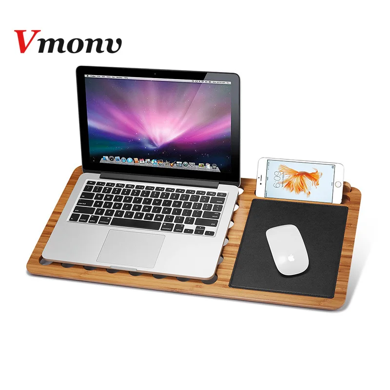 Vmonv New Bamboo Laptop Holder for Macbook Air Pro Retina 11 13 15 Inch Portable Notebook Stand Mount for Lenovo HP 14.1