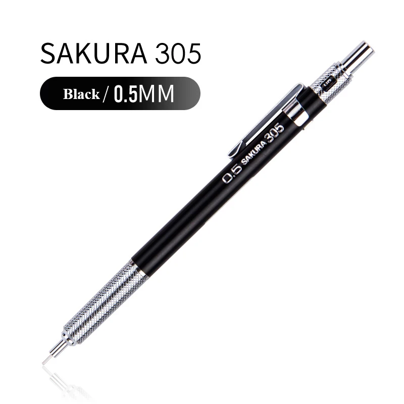 0.5mm Black SAKURA XS-30 металлический пресс механический карандаш Lapiz 0,3/0,5 мм рисунок дизайн живопись автоматические карандаши графитовый проектирование поставок - Цвет: 0.5mm Black