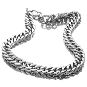 

Hot Sale 17mm Heavy Men's Jewelry Chains 316L Stainless Steel Silver Color Necklace Or Bracelet Double Curb Cuban Gift 7-40"