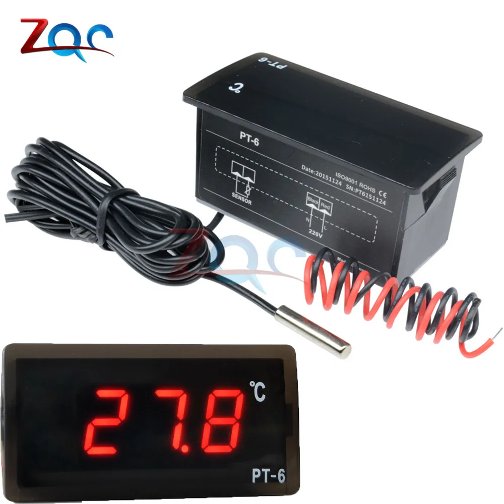 Digital Car Thermometer Vehicle Temperature Meter Freezer Thermometer NTC PT-6 